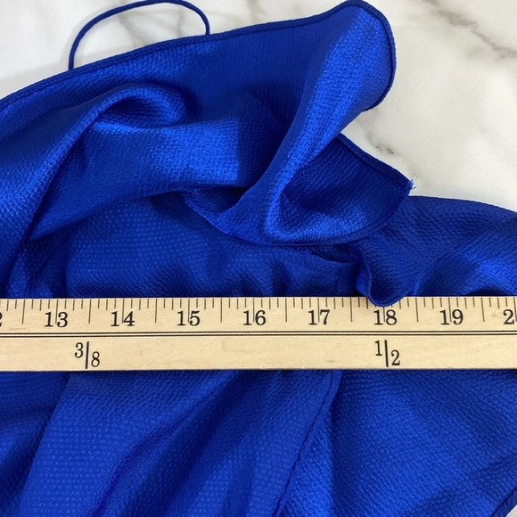 Julie Dillon Slip Dress Womens Size 2 Blue Ruffle Sleeveless Scoop Nightout Mini - Picture 12 of 14